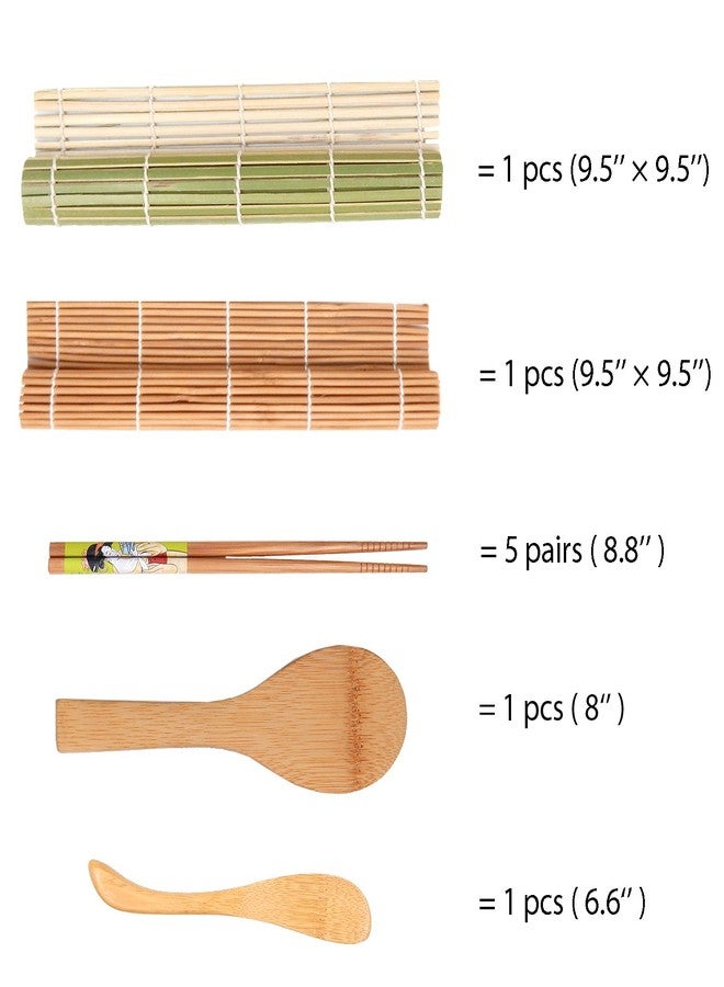 T TOSSOW TOSSOW Sushi Making Kit - Includes 2 Sushi Roller Mats, 1 Rice Paddle,1 Rice Spreader and 5 Pairs Chopsticks Bamboo Sushi Sushi Kit Gift Set for Sushi Fanatics - Image 2